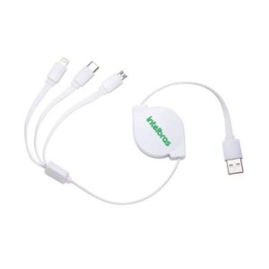 Cabo USB Retrátil 3 em 1 Personalizado