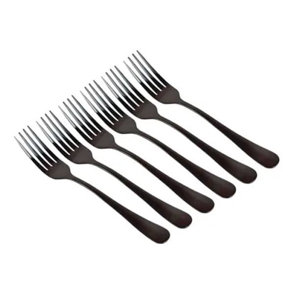 Conjunto 6 Garfos De Aço Inox Para Mesa Preto 20cm