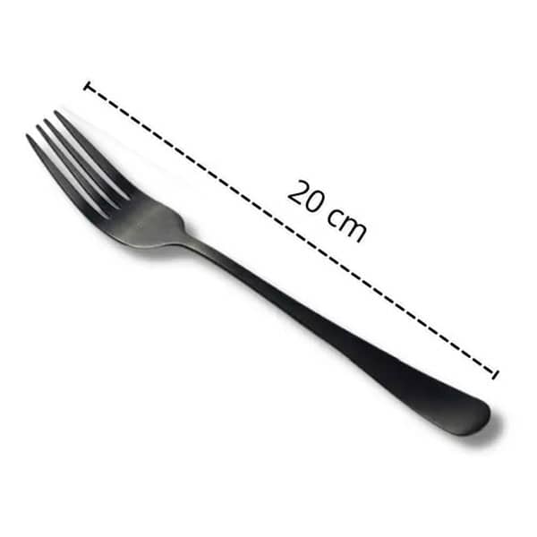 Conjunto 6 Garfos De Aço Inox Para Mesa Preto 20cm