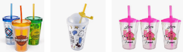 Copo Transparente com Canudo Personalizado