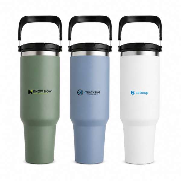 Copo térmico com tampa personalizado