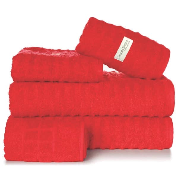 Toalha de Banho Vermelha com Logo Personalizada
